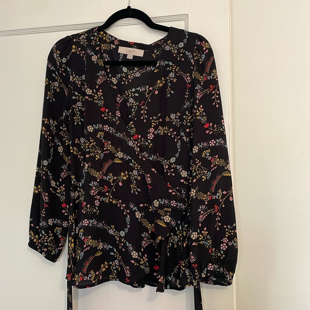 Black LOFT wrap shirt